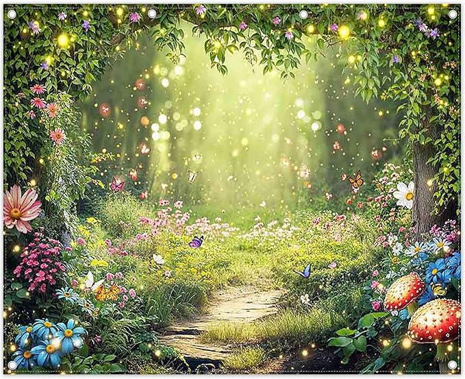 10x8ft Enchanted Forest Photography Backdrop Fairy Garden Banner | Fairytale by ZTHMOEBACKDROP