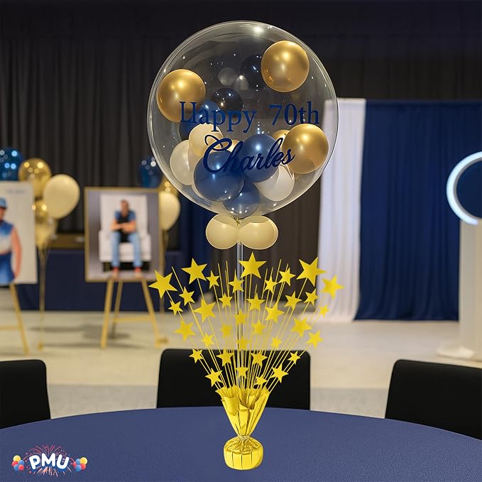 PMU 3 Pack Bursting Star Metallic Foil Spray Centerpiece- Gold Balloon Weights - Image 3