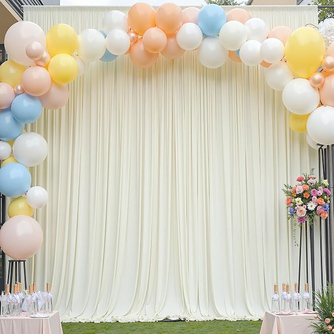60×12ft Wrinkle Free Ivory Backdrop Curtain - Image 3