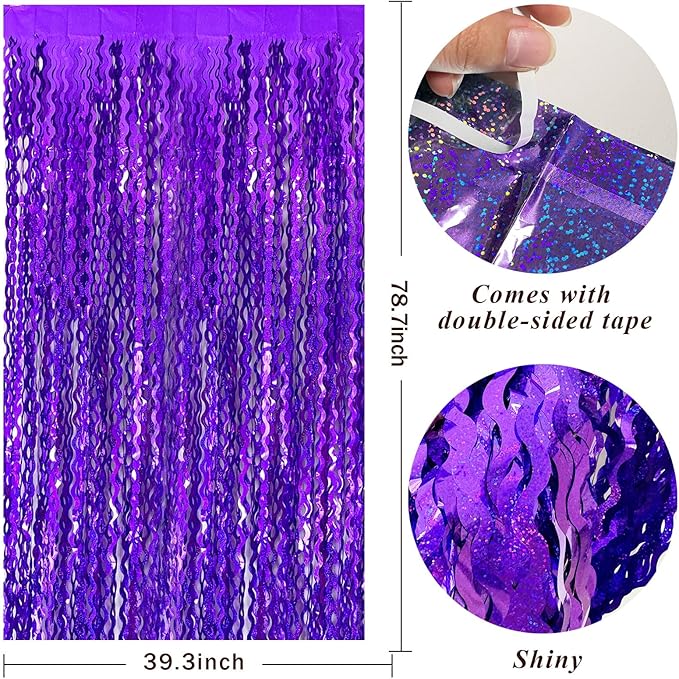 Tinsel Foil Fringe Curtains Wavy Backdrop - Image 2