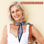 Skinny Scarf 3 Pack for Women – Bag Scarf, Silk Hair Scarves (Original Prints, Premium Twill, 3 Designs)