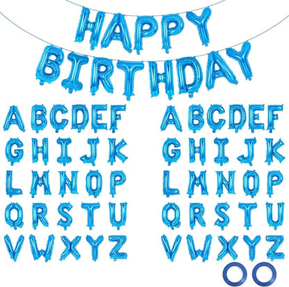 65 Pcs Blue Happy Birthday Balloons, 2 Sets A-Z Blue Letters Foil Balloons by Unknown