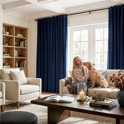 Navy Blue Velvet Extra Curtains - Image 8