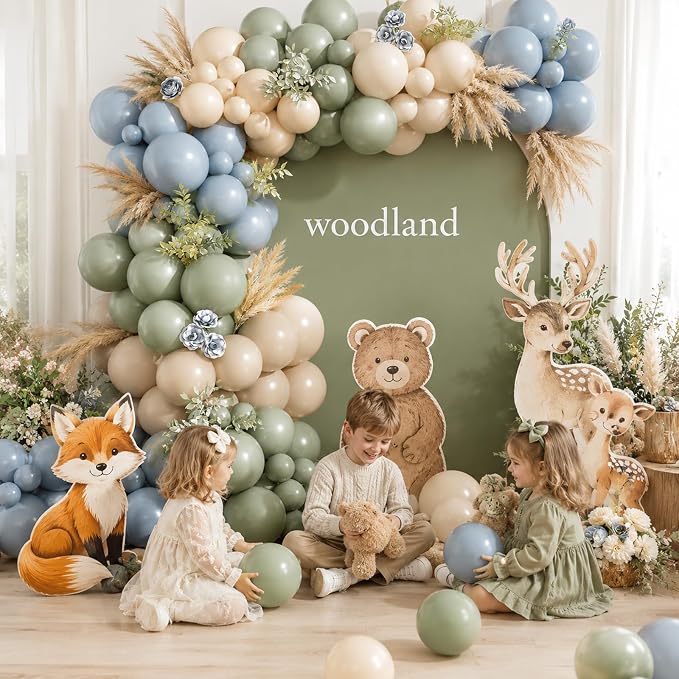 Dusty Blue Sage Green Balloon Garland Arch Kit, Double Stuffed Fog Blue Green - Image 4