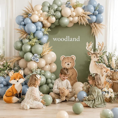 Dusty Blue Sage Green Balloon Garland Arch Kit, Double Stuffed Fog Blue Green - Image 4