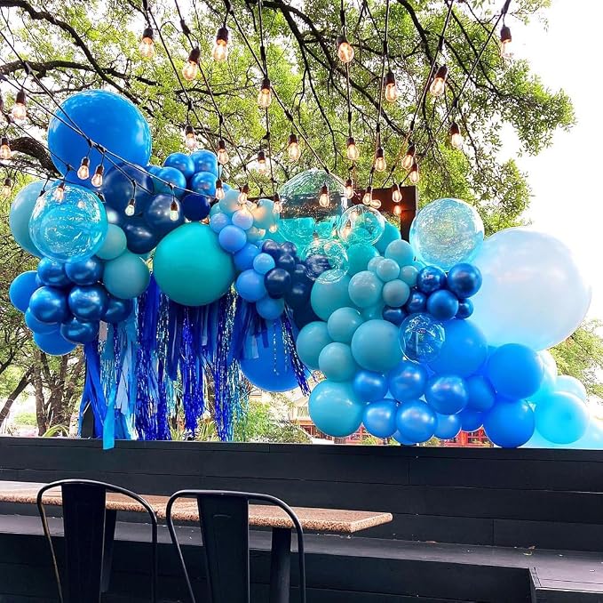 Bezente Blue Latex Balloons Set 60pcs 12 inch | Metallic Blue Pearl Blue Navy - Image 7