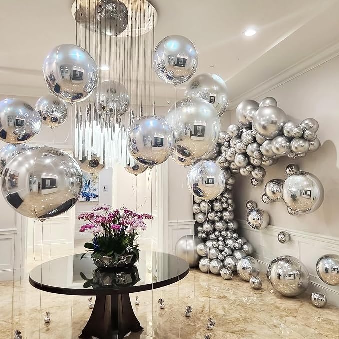 18 Pcs Foil Balloons Shiny Round Balloons Set Large Balloon Garland Arch - Image 2