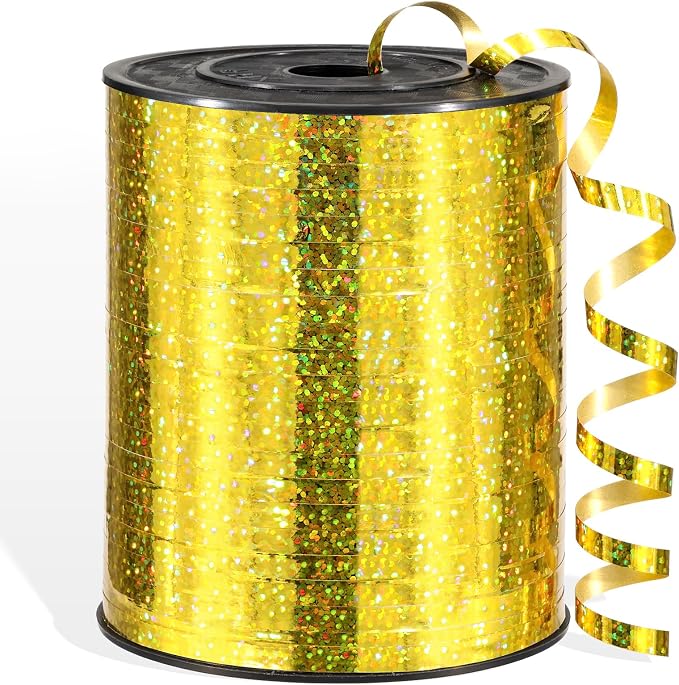 600 Yards Gold Shiny Curling Ribbon 1/5 Inch Metallic Gold Balloon String Ribbon by Unknown