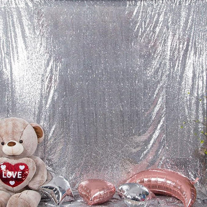 JYFLZQ Silver Sequin Backdrop Curtains - Image 2