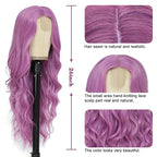 NAYOO Long Purple Wavy Wig for Women 26 Inch Middle Part Curly Wavy Wig Natural Looking Synthetic Heat Resistant Fiber for Daily Party (Purple)