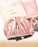 YANIBEST Adjustable Satin Bonnet Double Layer Hair Bonnet for Sleeping Bonnets for Women Hats Curly Natural Hair, Blush Pink