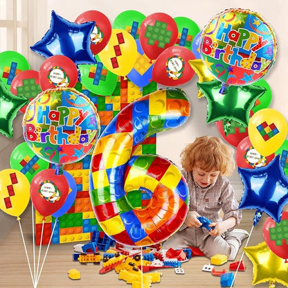 40 Inch Building Block Number Balloon Colorful Block Foil Balloons Block Themed - Image 6