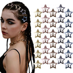 30 Pcs Metal Star Hair Clips 2000s Y2K Snap Barrettes 1.25 In Non Slip Star Hair Accessories for Women,Metallic Blue Red Gold