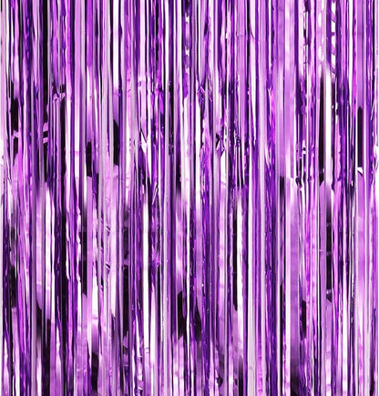 7 Pack 3.3 x 9.9 ft Purple Fringe Backdrop Streamers Party Decorations | Foil by Crosize