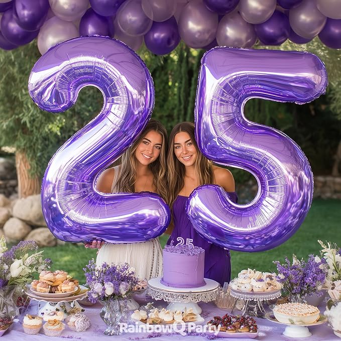 RainbowQ Purple 5 Balloon Number 40 Inch 0-40 Foil Large Balloons | Big Mylar 5 - Image 8