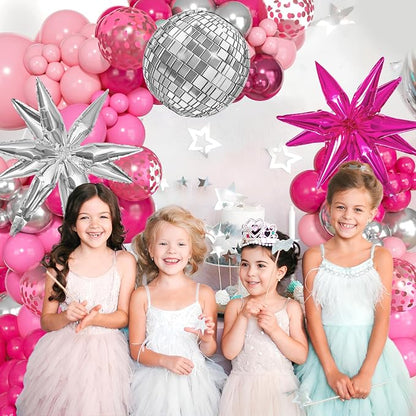 143Pcs Princess Pink and Silver Valentines Balloon Garland Arch Kit | Confetti - Image 5