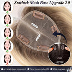 starluck Hair Toppers for Women Real Human Hair With Bangs, 100% Remy HumanHair Toppers for Women Hand-woven with Thinning,Cover Gray Roots,Adds Volume,Ombre Light Blonde