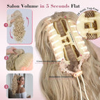 QGZ 20" Wavy Ponytail Extension, Claw Clip Ponytail Hair Extension, Natural Synthetic Hairpiece for Women Daily Use(Blonde with Light Blonde Ends)