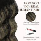 GOO GOO Tape in Hair Extensions Human Hair, 1B/19/1B Natural Black to Light Blonde, 26inch 60g 20pcs, Skin Weft Seamless Invisible, Silky Straight with Thick Ends, Remy Human Hair