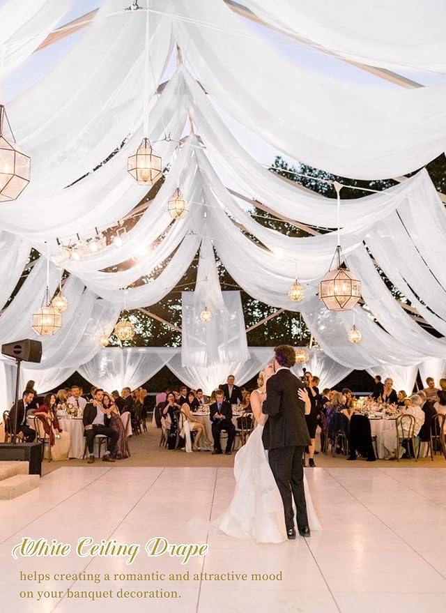 8 Panels White Ceiling Drapes for Wedding 5ftx10ft Arch Draping Fabric Sheer - Image 5