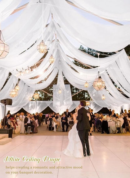 8 Panels White Ceiling Drapes for Wedding 5ftx10ft Arch Draping Fabric Sheer - Image 5