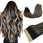 DOORES Tape in Hair Extensions Human Hair, Natural Black to Light Blonde 20pcs 26 Inch 60g, Hair Extensions Tape in Extensions Skin Weft Natural Remy Hair Long Straight Hair