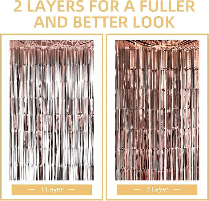 10 Pack Brown Backdrop Curtain 3.2ft x 8.2ft Metallic Tinsel Foil Fringe - Image 5