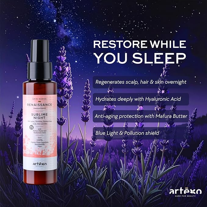 Artègo Rain Dance Renaissance Sublime Night (3.4 oz) – Overnight Anti-Aging Serum for Scalp, Hair & Skin