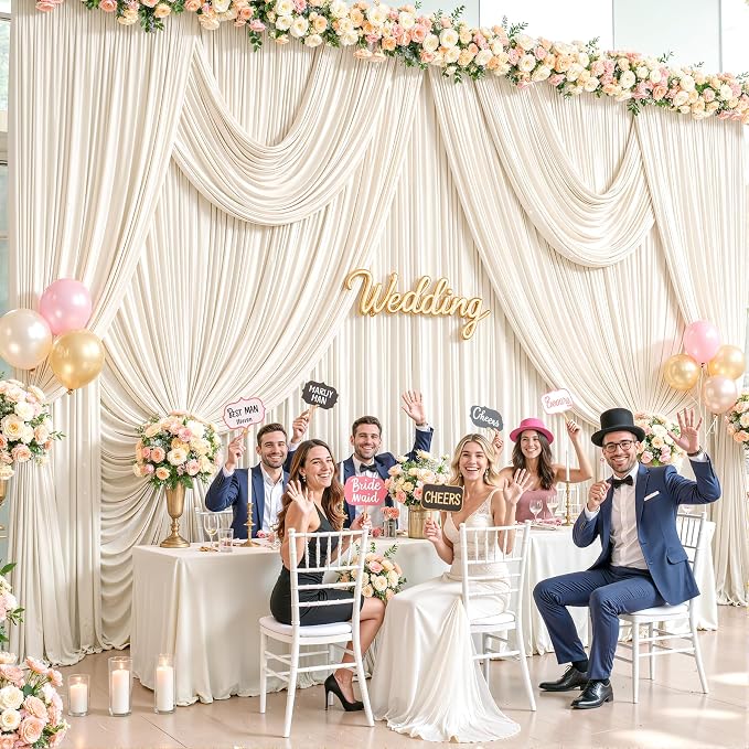 10 Panels Champagne Backdrop Curtains - Image 2