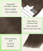 SURNEL Tape in Hair Extensions Human Hair #4 Chocolate Brown 18 inch Tape in Hair Extensions Remy 20 pcs 50g(#4-18)