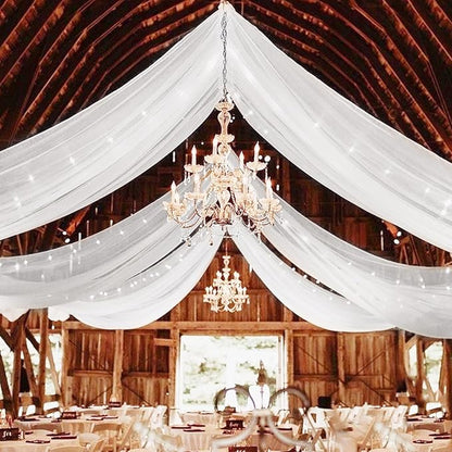 4 Panels White Ceiling Drapes for Wedding Ceiling Drapes 5ftx10ft Wedding Arch by Showgeous