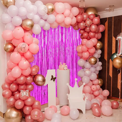 Crosize 4 Pack Hot Pink Streamers Backdrop, 3.3 x 9.9 ft, Party Decorations | - Image 4