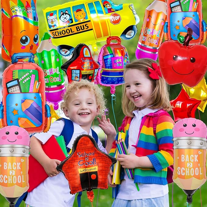 6 Pcs Back to School Balloons, School Bus Balloon, Colorful Schoolbag Pencil - Image 6
