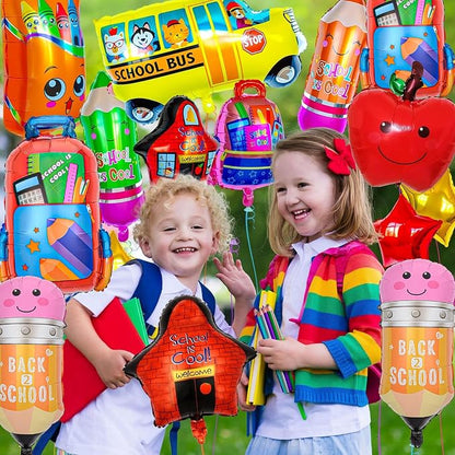 6 Pcs Back to School Balloons, School Bus Balloon, Colorful Schoolbag Pencil - Image 6
