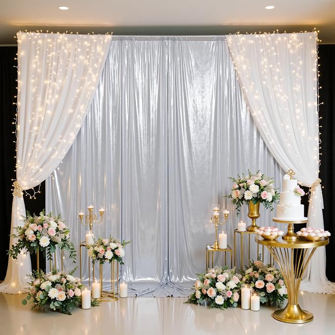 20x10FT Silver Sequin Backdrop Curtain - Image 8