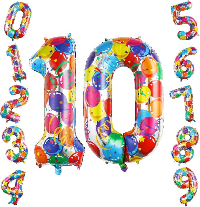 40 Inch Number 10 Balloon Colorful Foil Balloons by TNCDJKPA