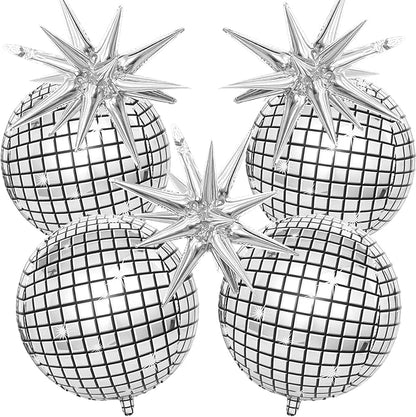 HILAVO 22 Inch Large 4D Metallic Silver Disco Ball Balloon - Image 8