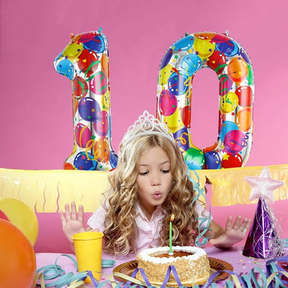 Rainbow Number 10 Balloon, 40 Inch Mylar Foil Balloons - Image 5