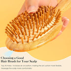 GAINWELL Bamboo Hair Brush for Hair Growth, Natural Bamboo Bristles Detangling Wooden Paddle Hairbrush for Massaging Scalp, for Women Men and Kids, for All Hair Types, with Ergonomic handle