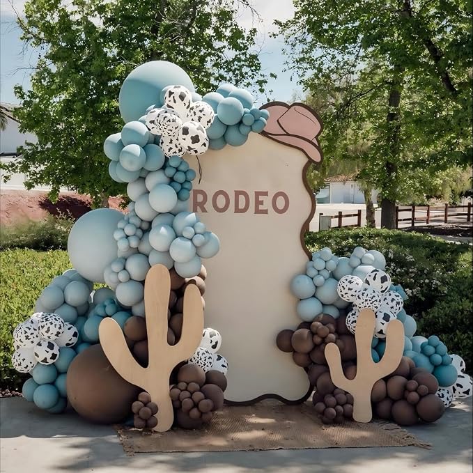 Blue Brown White Cow Balloons Rodeo Birthday Decoration Cowboy Baby Shower | - Image 3