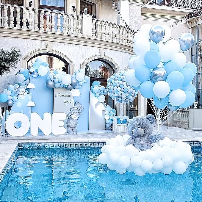 PartyWoo Light Blue Balloons 50pcs Baby Pastel Sky Aqua Blue Color | 12 Inch - Image 6
