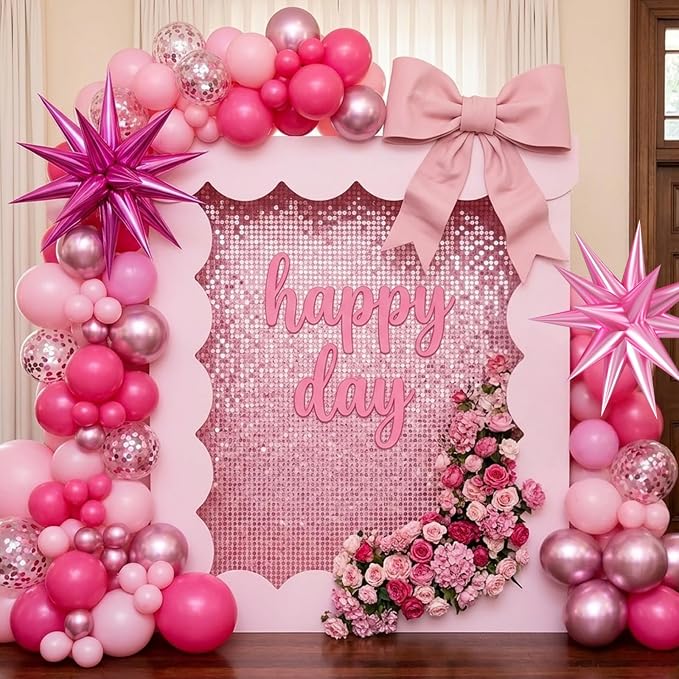 Biapian Pink Balloons Set, Hot Pink Party Balloons, 12 Inch Pink Confetti - Image 6