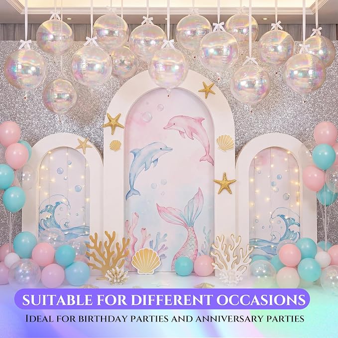 18 Set 22 Inch Iridescent 4D Giant Round Foil Balloon Bulk Metallic Giant Foil - Image 5