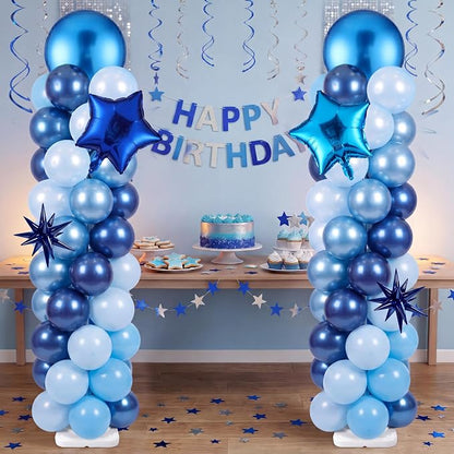 Skylety 2 Sets Blue Balloon Column Stand Kit Adjustable Metallic Blue Balloon - Image 7