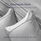 California Design Den Standard Queen Size Pillowcase Set - 400 Thread Count, 100% Cotton Sateen, Set of 2 Pillow Covers, Soft and Breathable - Light Grey