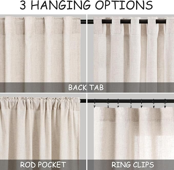 Beige Linen Curtains for Kitchen Windows Over Sink - Image 2