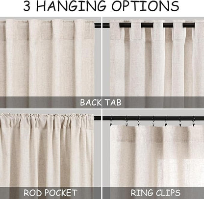 Beige Linen Curtains for Kitchen Windows Over Sink - Image 2