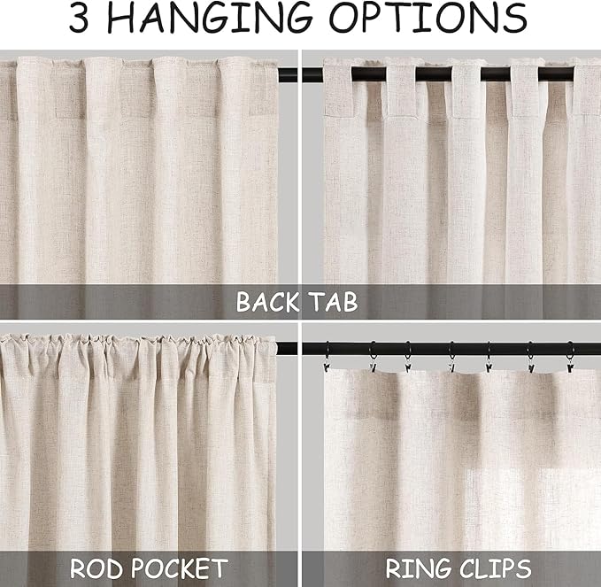 Beige Linen Curtains 90 Inches Long - Image 3