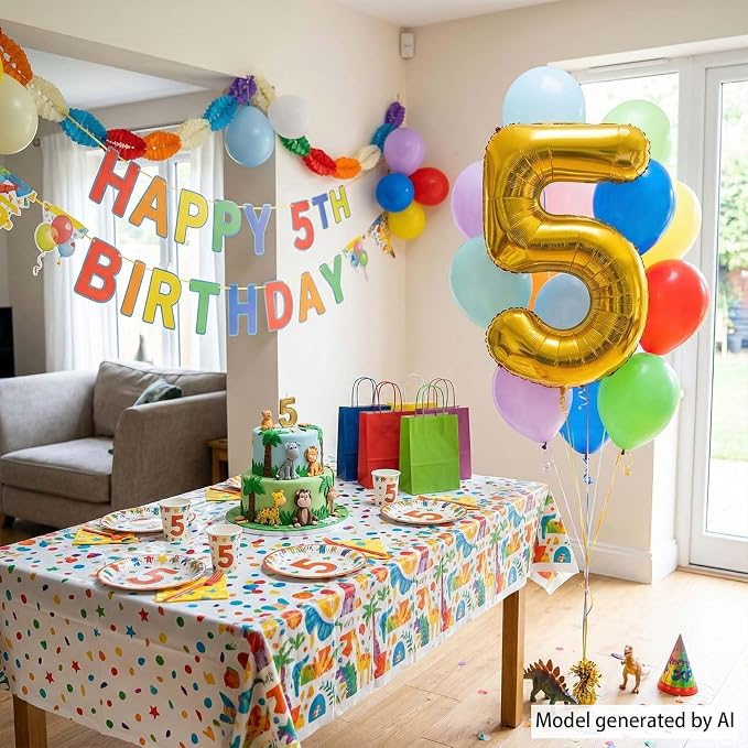 Gold Number 5 Balloon 40 Inch, Shiny Foil Decors - Image 3
