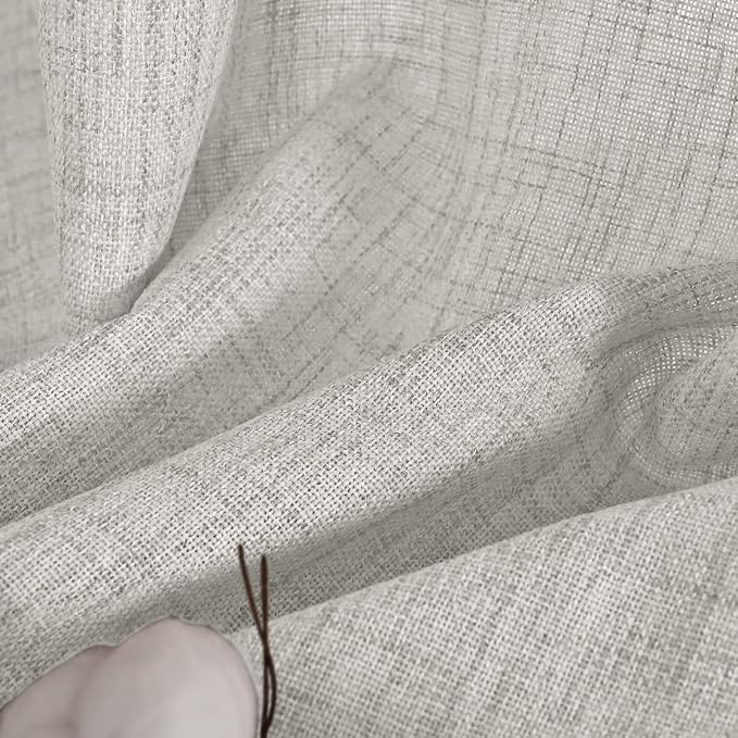 YoungsTex Light Grey Linen Curtains 45 Inch Length - Image 9